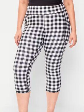 NWT Old Navy High-Waisted PowerSoft Crop Leggings Gingham Size 2X Athletic